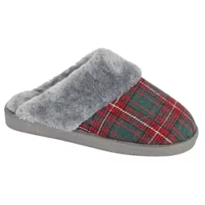 Sleepers Womens/Ladies Leyla Checked Slippers (5 UK) (Red)