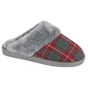 Sleepers Womens/Ladies Leyla Checked Slippers (6 UK) (Red)