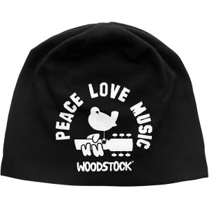 Woodstock - Peace, Love, Music Unisex Beanie Hat - Black