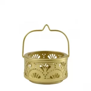 Small Gold Metal Cut Out Candle Holder