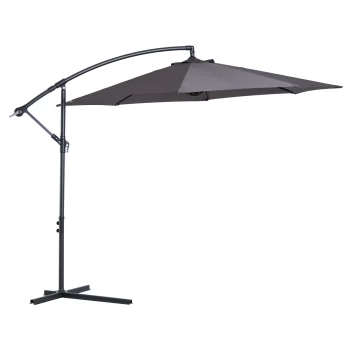 Outsunny 3 meter Cantilever Umbrella Garden Banana Parasol Patio Hanging Sun Shade - Grey