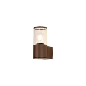 Kirkwood Outdoor Wall Lamp E27, IP54, Matt Brown, Clear