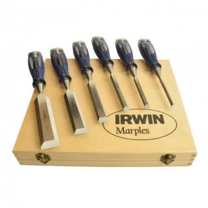 IRWIN Marples M750 Splitproof Pro Bevel Edge Chisel Set, 6 Piece