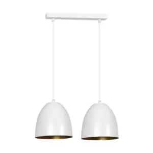 Lenox White/Gold Bar Pendant Ceiling Light 2x E27