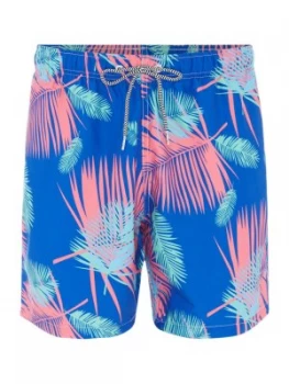 Mens Boardies Tropicano Print Mid Length Swim Short Blue