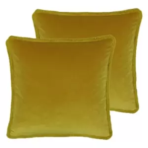 Paoletti Freya Twin Pack Polyester Filled Cushions Ochre