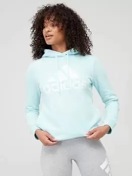 adidas Big Logo Hoodie - Light Blue, Size L, Women