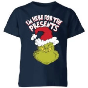 The Grinch Im Here for The Presents Kids Christmas T-Shirt - Navy - 11-12 Years