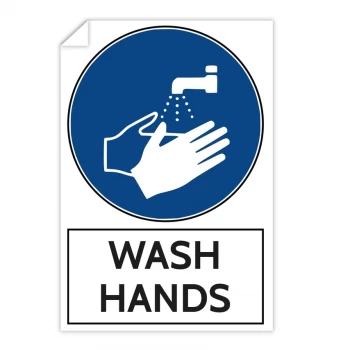 Warning Sticker - Wash Hands (200 X 300mm)