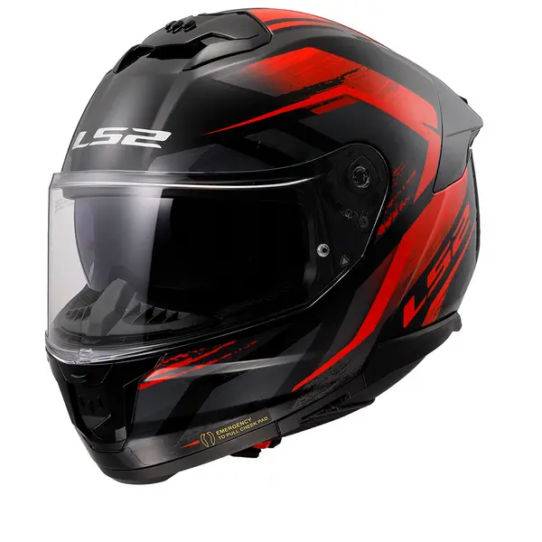 LS2 FF808 Stream II Fury Black Red-06 Full Face Helmet Size XL