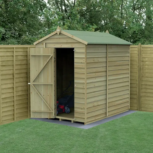 Forest Garden Forest 4Life Overlap Pressure Treated Apex Shed - 7 x 5ft