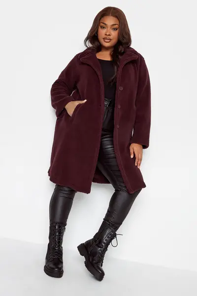 Yours Faux Fur Coat Red