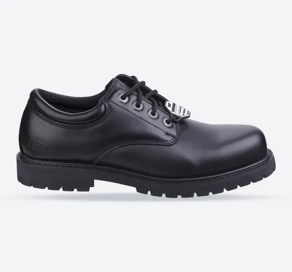 Skechers Work Cottonwold Elks Derby Shoe - Black Size 9, Men Black VXJ26 Male 9