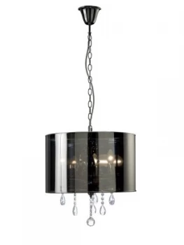 Ceiling Pendant with Chrome Shade 3 Light Polished Chrome, Crystal