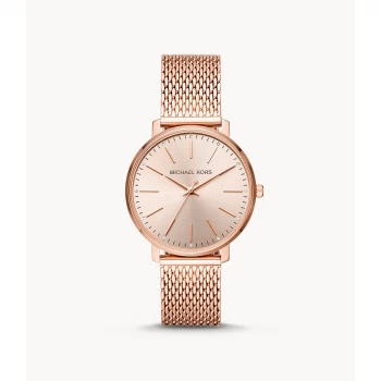 Michael Kors Womens Pyper Three-Hand Rose Gold-Tone Stainless Steel Watch - Rose Gold