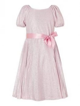 Monsoon Girls Mercury Shimmer Pleated Dress - Pink, Size 3 Years, Women