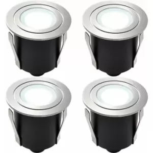 4 pack Recessed IP67 Guide Light - 1.2W Daylight White LED - Stainless Steel