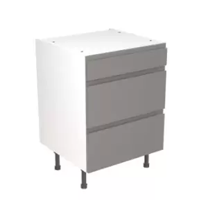 KitchenKIT J-Pull Handleless 60cm 3-Drawer Unit - Matt Dust Grey