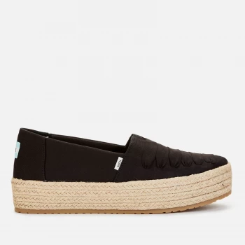 TOMS Womens Valencia Vegan Canvas Flatform Espadrilles - Black - UK 5