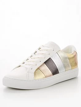 KURT GEIGER LONDON London Lane Stripe Trainer - Gold, Size 5, Women