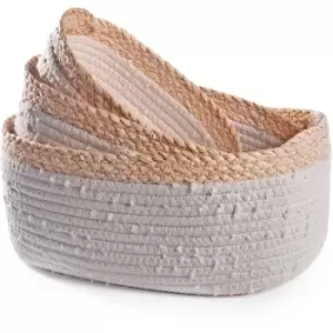 White Rope Cotton Storage Baskets - Set of 3 M&W - White