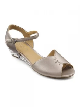 Hotter Hallie Low Wedged Heeled Sandal Silver