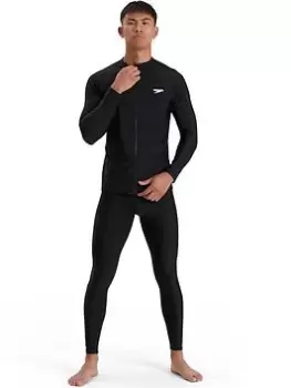 Speedo Zip Long Sleeve Rash Top - Black