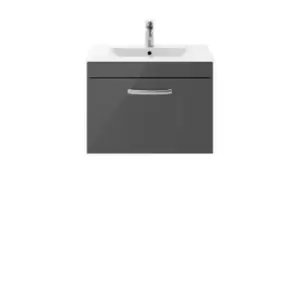 Nuie Athena 600 Wall Hung Single Drawer Vanity & Minimalist Basin - Gloss Grey