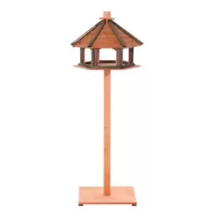 Pawhut Wooden Bird Feeder Bird Table With Water-resistant Roof For Outside Use - Brown