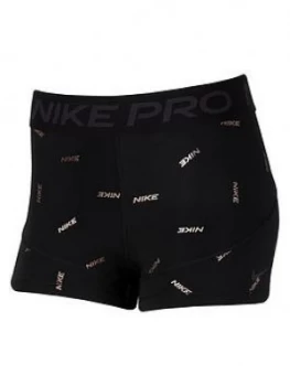 Nike Pro Training Toss Print 3" Short, Black, Size 2XL, Women