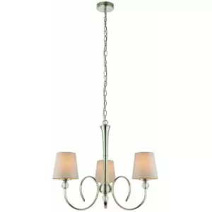 Loops - Luxury Hanging Ceiling Pendant Light Bright Nickel Marble Silk 3 Lamp Chandelier