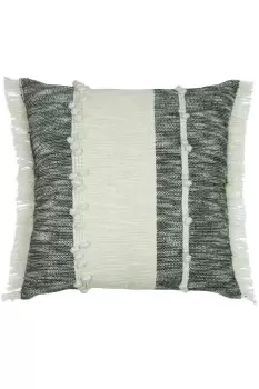 Otto Scandi Inspired Woven Looped Knot Fringed Cushion