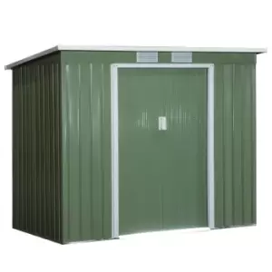 Outsunny 7 x 4ft Metal Garden Storage Shed W/Foundation Double Door and Window