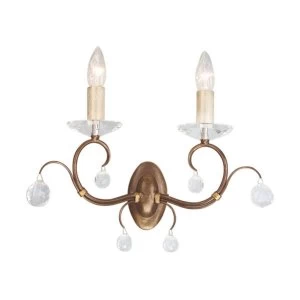 2 Light Indoor Candle Wall Light Bronze Patina, E14