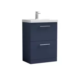 Nuie Arno 600mm Floor Standing 2 Drawer Vanity & Basin 1 Electric Blue