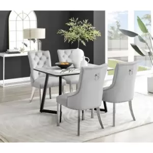 Furniturebox Carson White Marble Effect Recatngular 120cm Dining Table & 4 Grey Belgravia Velvet Chairs