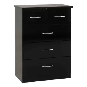 Seconique Nevada 3+2 Drawer Chest - Black Gloss