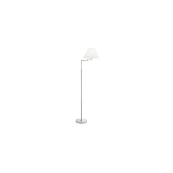 Ideal Lux Beverly - 1 Light Adjustable Floor Lamp Chrome, White with Shade, E27