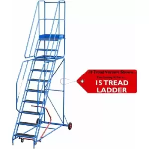 Loops - 15 Tread Mobile Warehouse Stairs Anti Slip Steps 4.75m Portable Safety Ladder