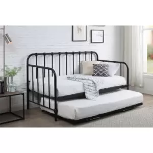 Crazy Price Beds York Black Metal Single Day Bed With Trundle