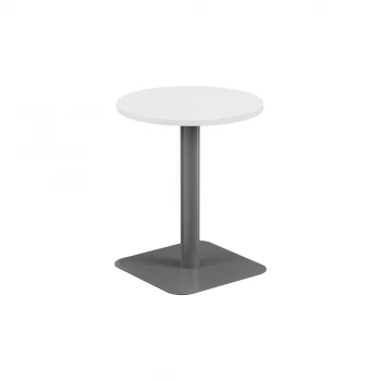 Contract 600mm Mid Table - White Top and Silver Legs