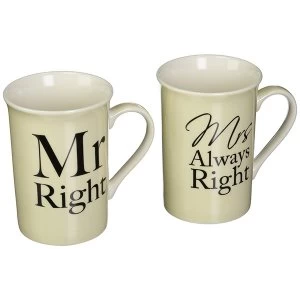 Mr & Mrs Right Mugs Set 2 By Lesser & Pavey