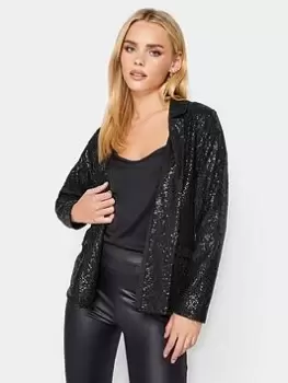 PixieGirl Petite Sequin Blazer, Black, Size 12, Women