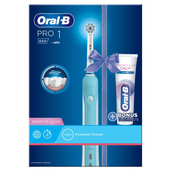 Oral B Pro 1 650 Sensi Ultrathin Turquoise Electric Toothbrush