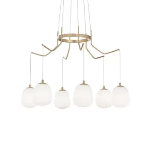 Karousel 6 Light Cluster Ceiling Pendant Brass Sat