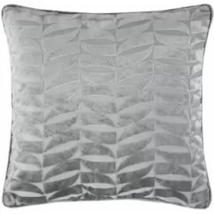 Kendal Damask Geometric Textured Piped Filled Cushion, Silver, 43 x 43cm - Curtina