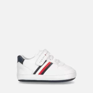 Tommy Hilfiger Baby Faux Leather Lace Up Velcro Trainers - UK 2 Baby