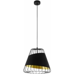 Hanging Ceiling Pendant Light Black & Gold 1 x 60W E27 Hallway Feature Lamp