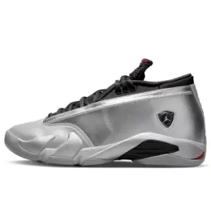 jordan WMNS AIR JORDAN 14 RETRO LOW, METALLIC SILVER/FIRE RED-WOLF GREY-BLACK