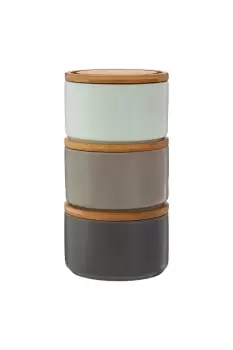 Fenwick Set of 3 Stackable Storage Canisters Grey Blue